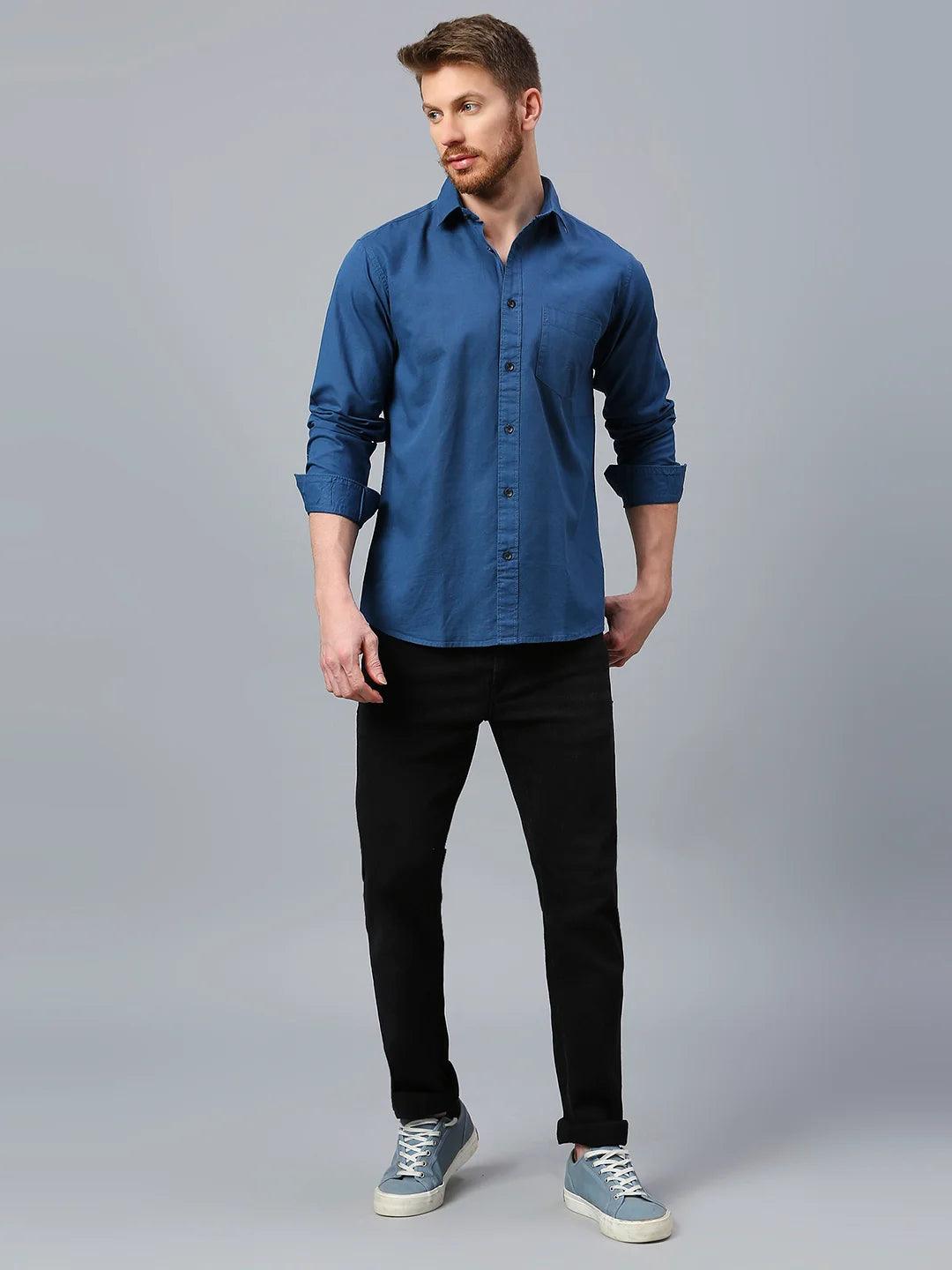 Blue Plain Shirt - Klub Fox