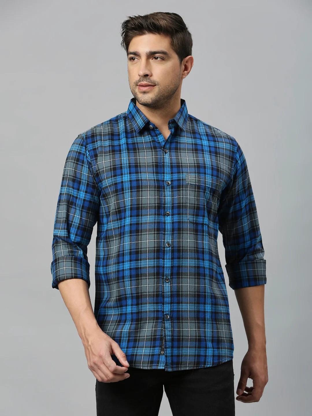 Blue Checkered Shirt - Klub Fox