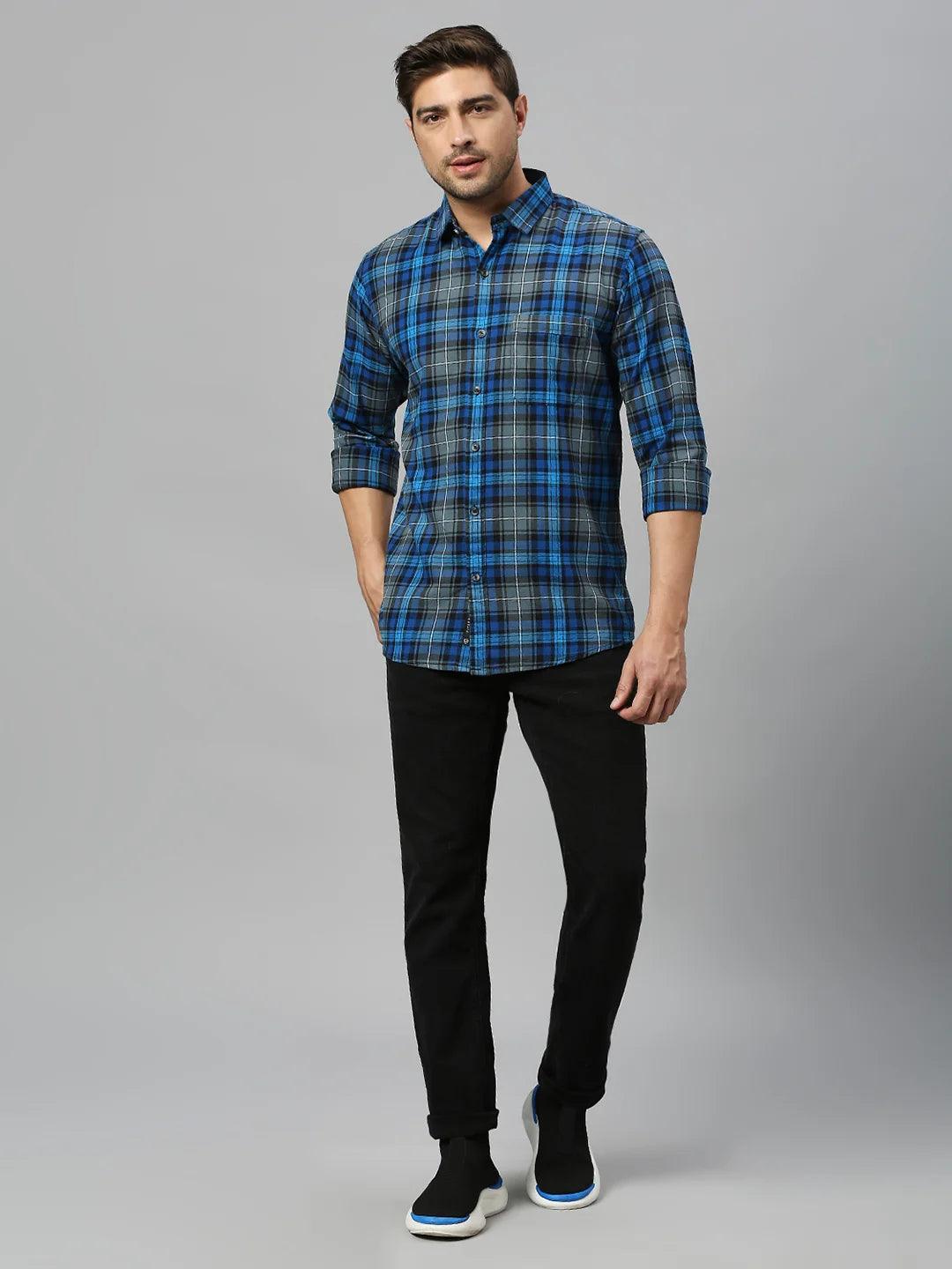 Blue Checkered Shirt - Klub Fox