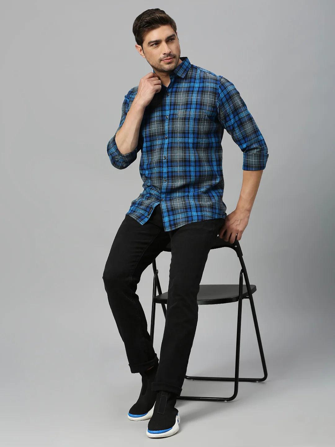 Blue Checkered Shirt - Klub Fox