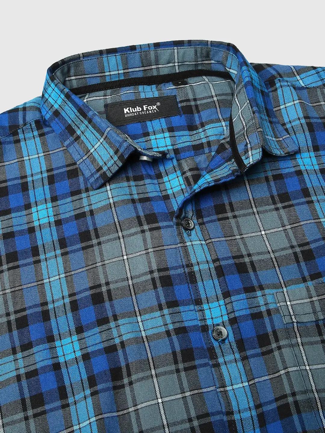 Blue Checkered Shirt - Klub Fox