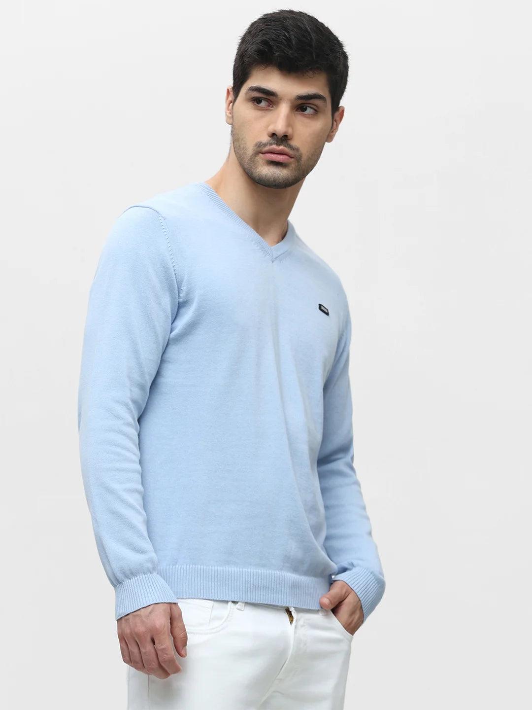Sky Melange Solid Sweater