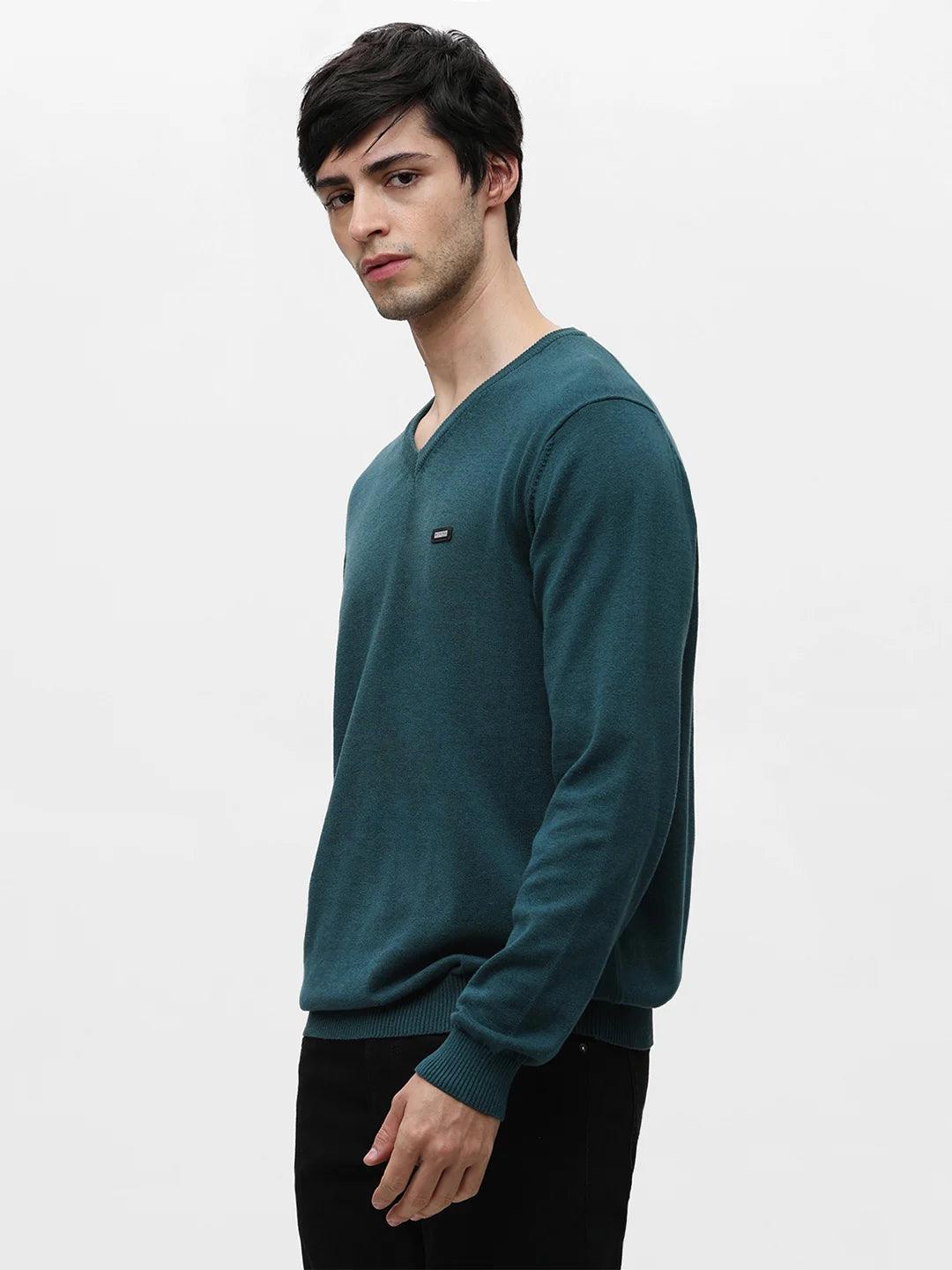 Turq Melange Solid Sweater