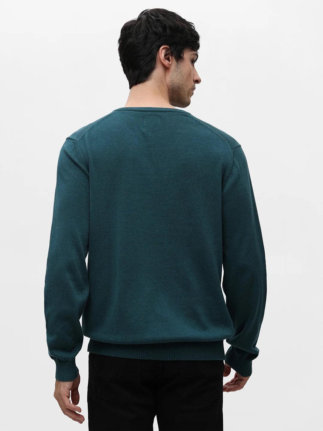 Turq Melange Solid Sweater