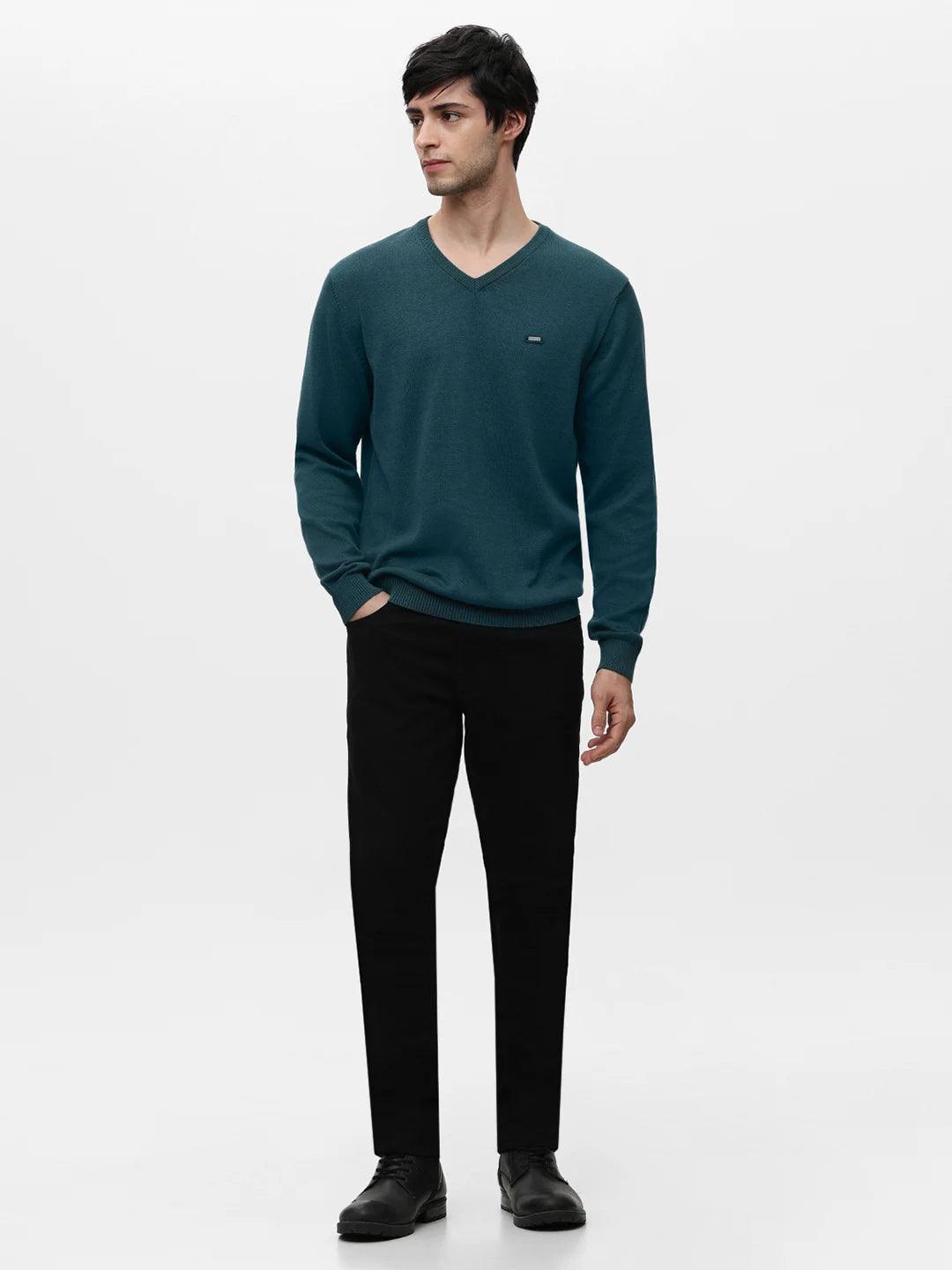 Turq Melange Solid Sweater