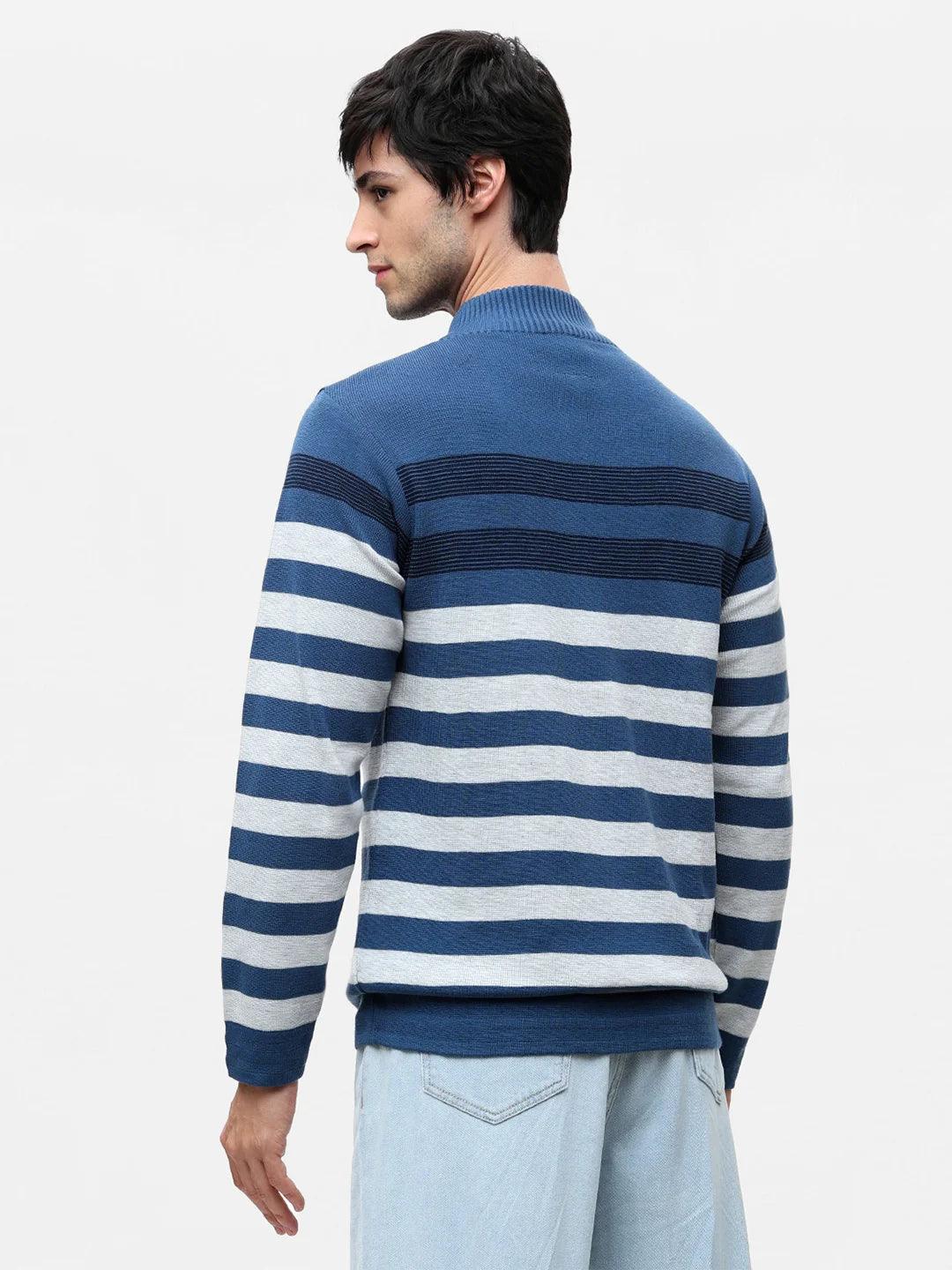 Airforce Striped Zipper Sweater