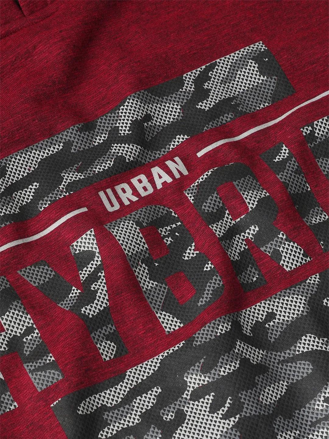 Red Mixture Printed Hooded Sweatshirt
