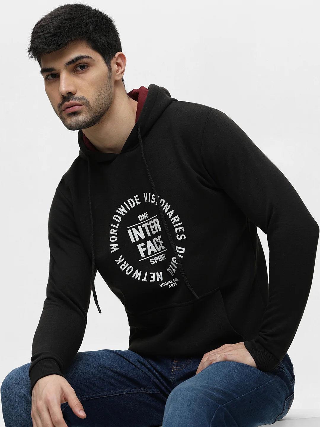 Black Printed Hooded Sweatshirt
