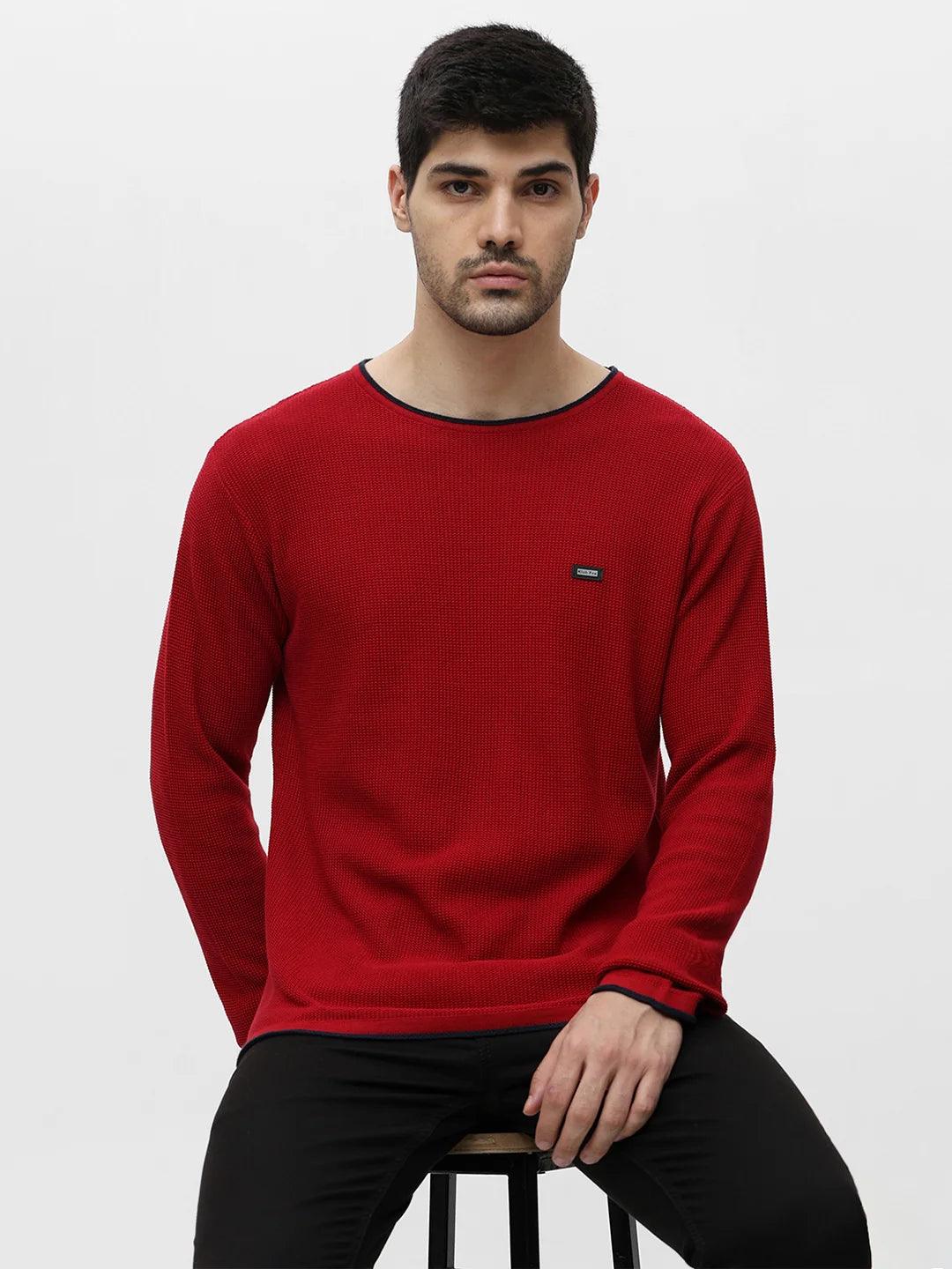 Maroon Solid Sweater