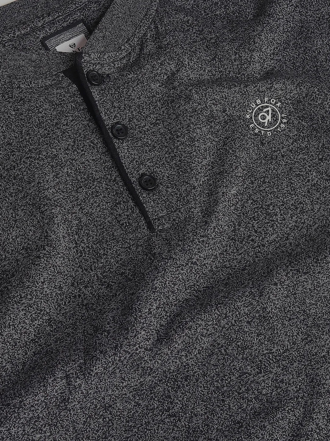 Black Solid Henley T-Shirt