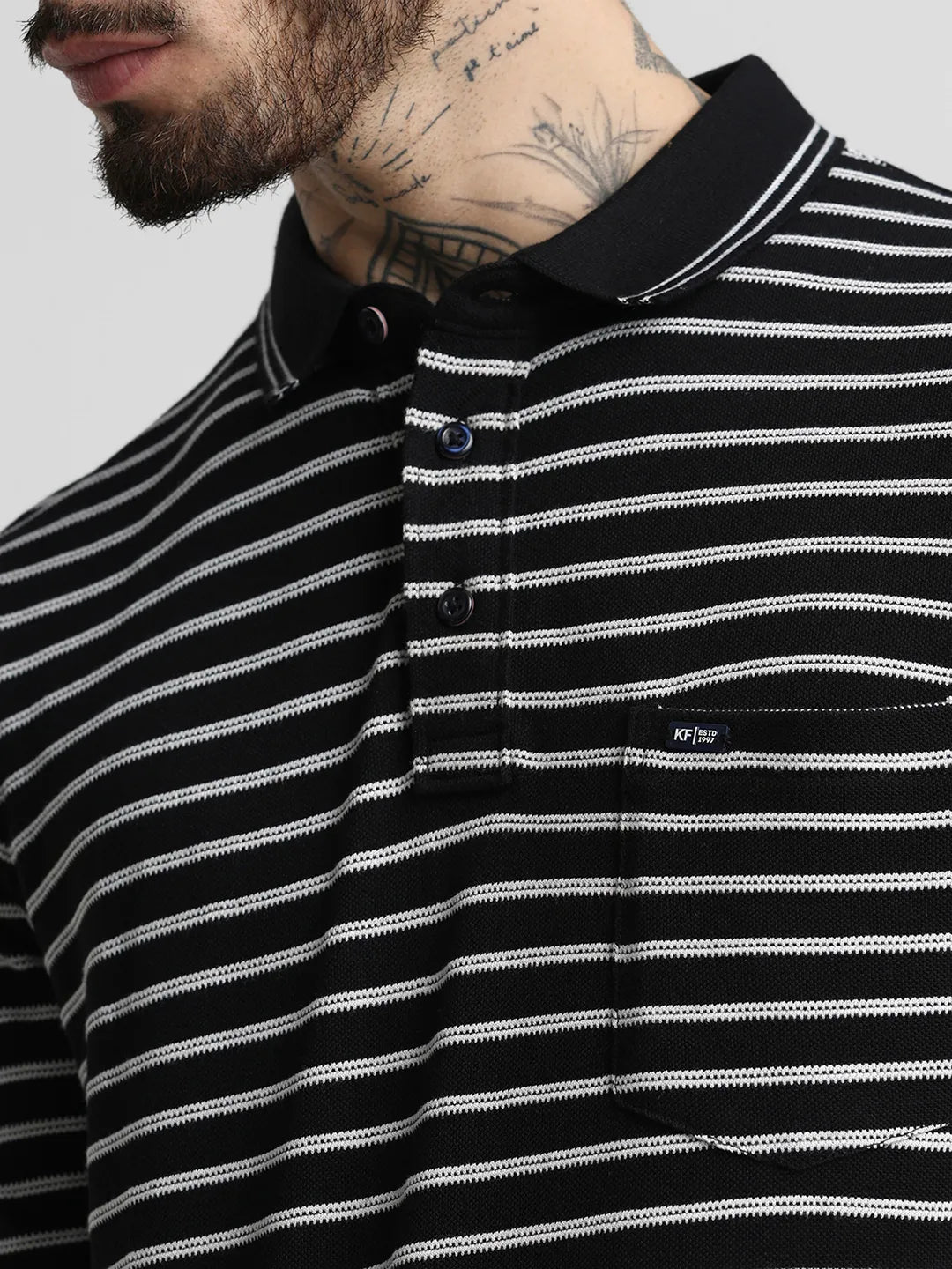 Black Striped Polo T-Shirt