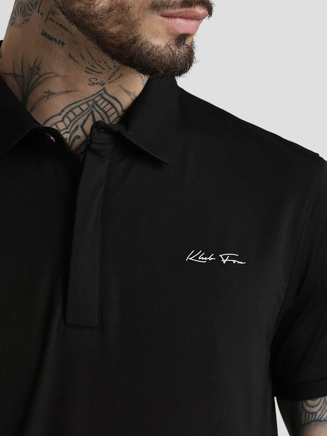 Black Printed Polo T-Shirt