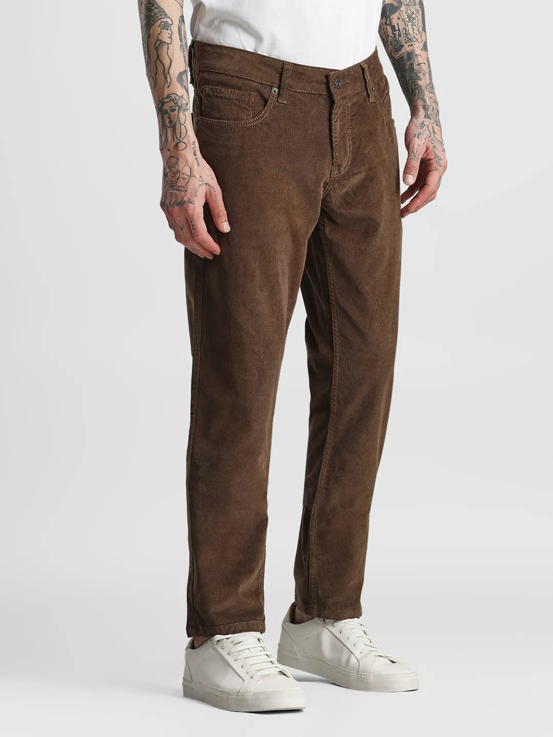 Brown Narrow Fit Corduroy Trouser