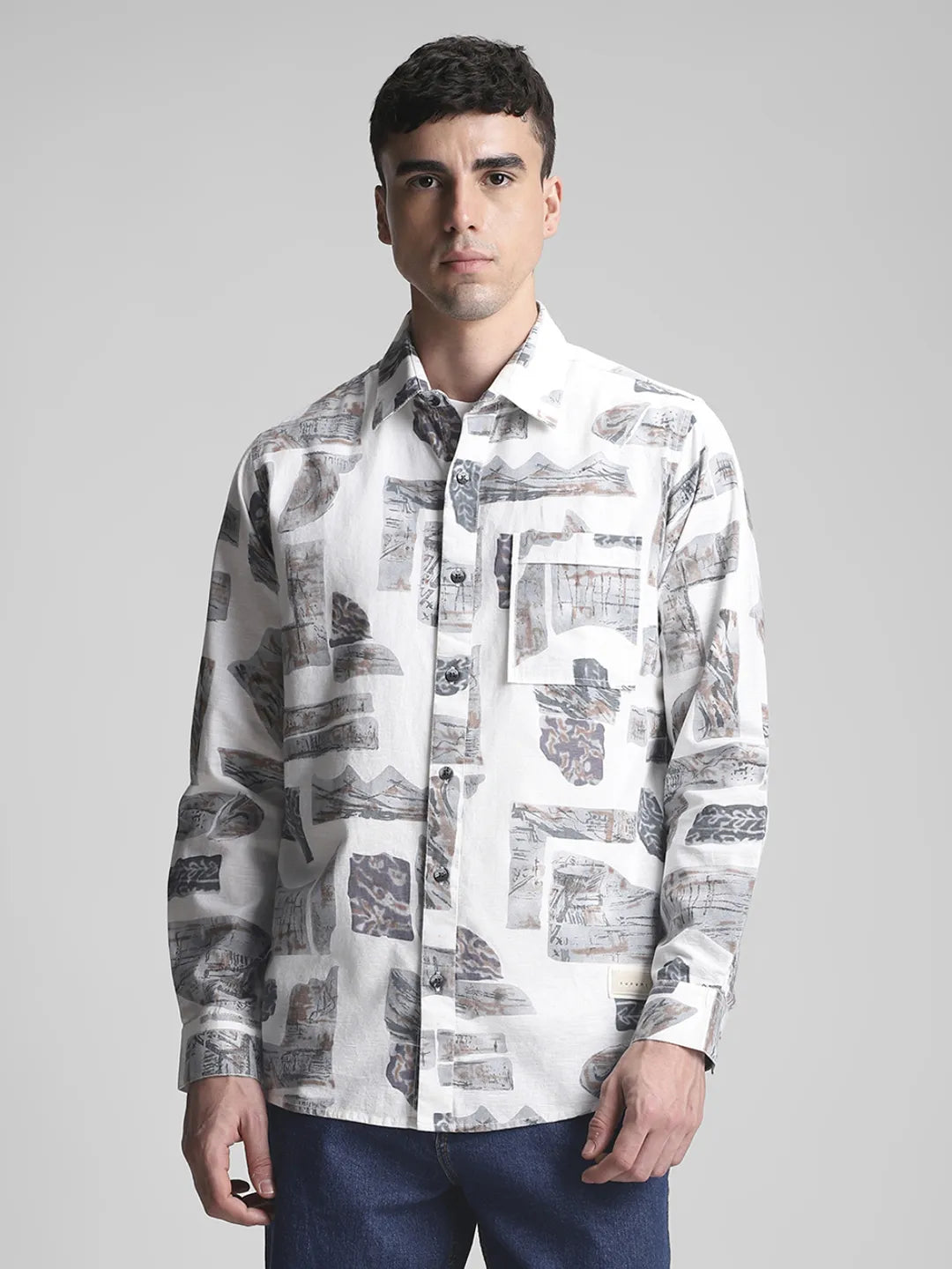 Grey Printed Shirt