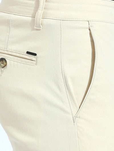 Cream Tapered Narrow Fit Chino Pants