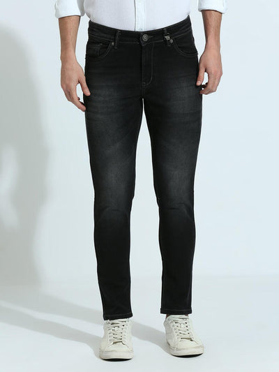 Stretchable Phantom Black Hype Wash Ankle Fit Jeans