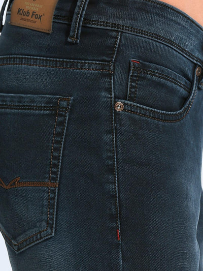 Stretchable Marine Blue Hype Wash Slim Fit Jeans
