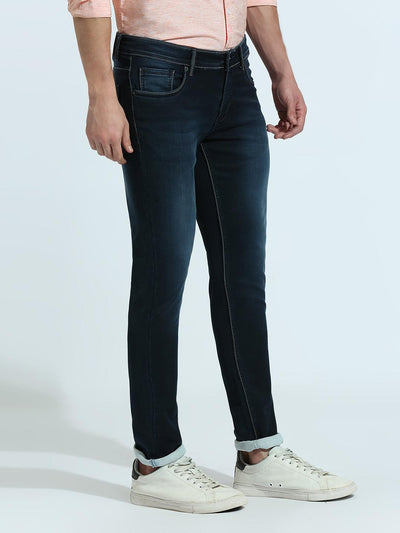 Stretchable Space Blue Shadow Fade Slim Fit Jeans