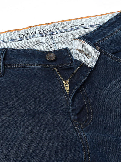 Stretchable Admiral Blue Cloud Wash Slim Fit Jeans