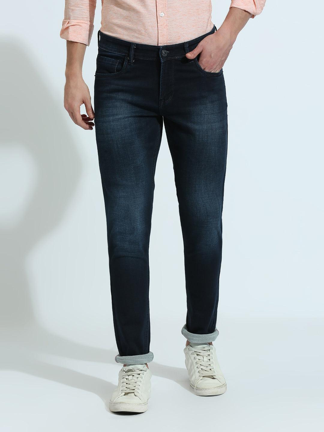 Stretchable Midnight Blue Shadow Fade Slim Fit Jeans