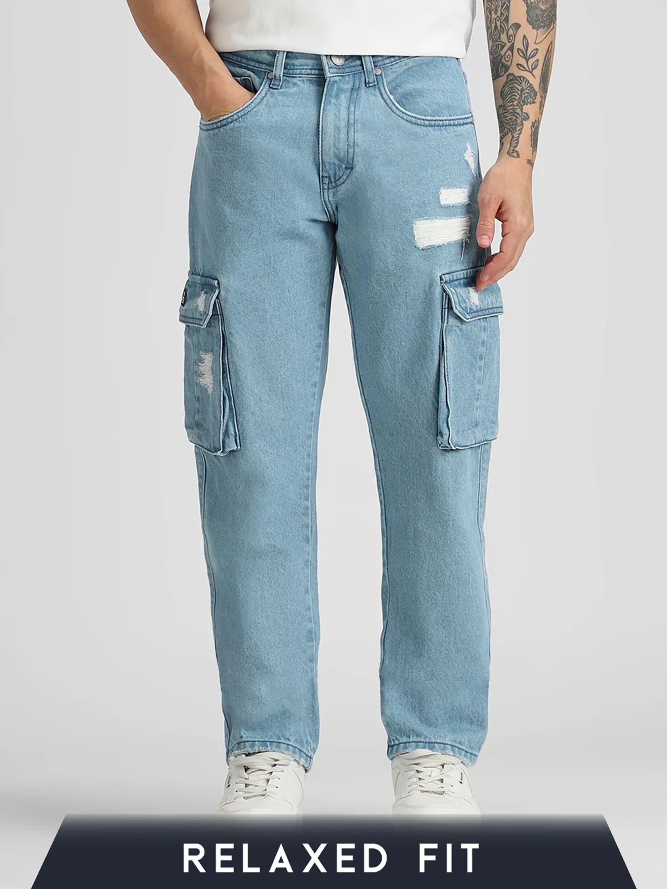 Drift Blue Relaxed Fit Denim Cargo