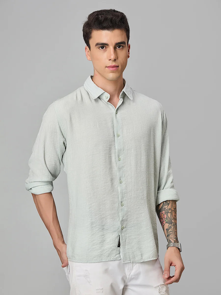Sea Green Textured Shirt