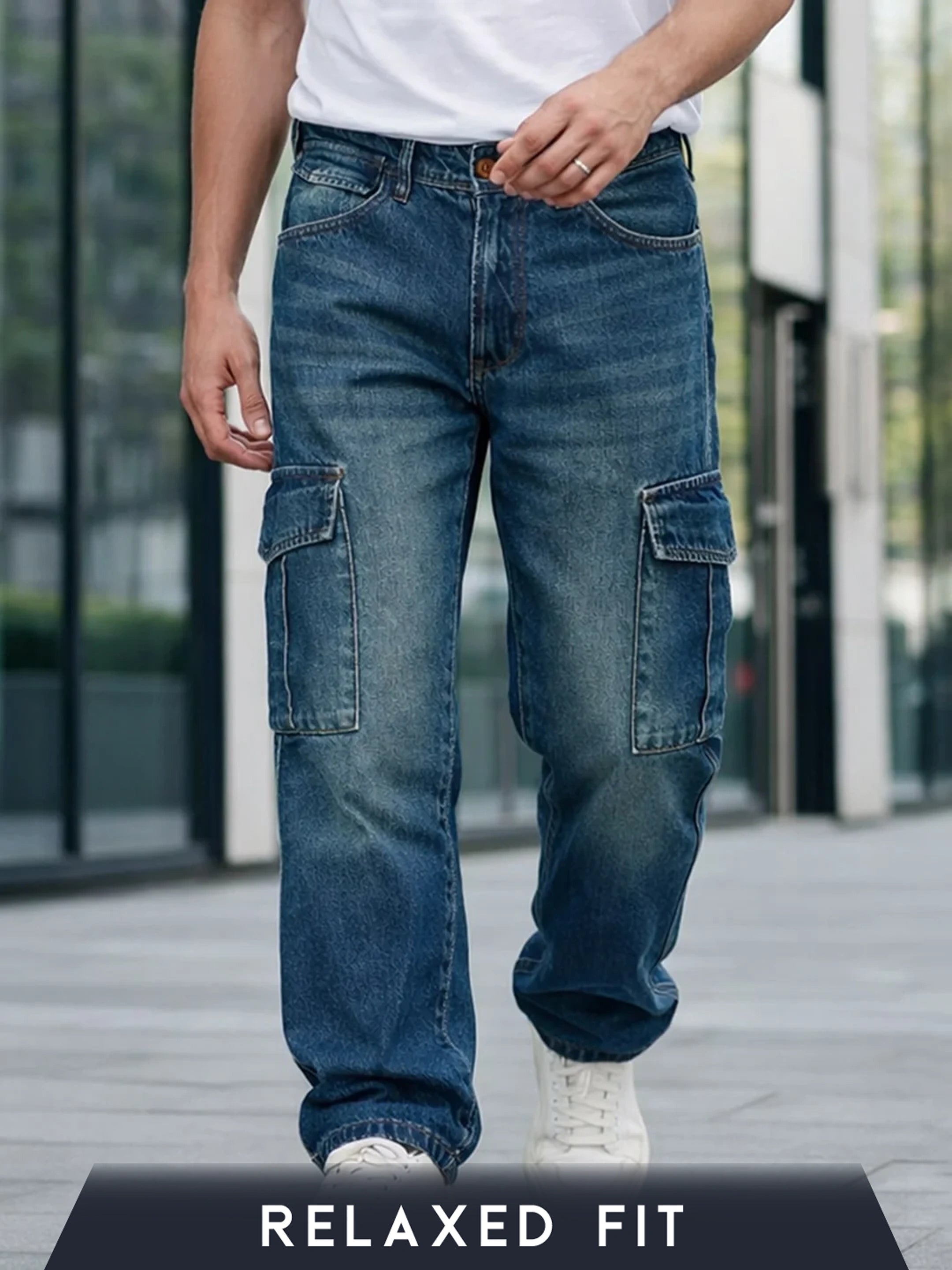 Midnight Mafia Blue Relaxed Fit Denim Cargo