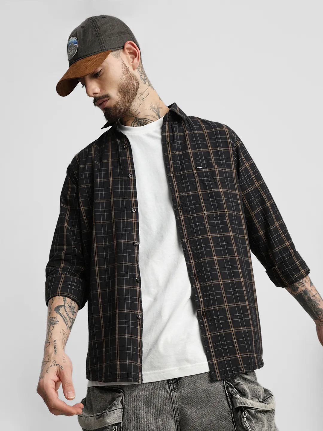 Dark Grey Checks Shirt