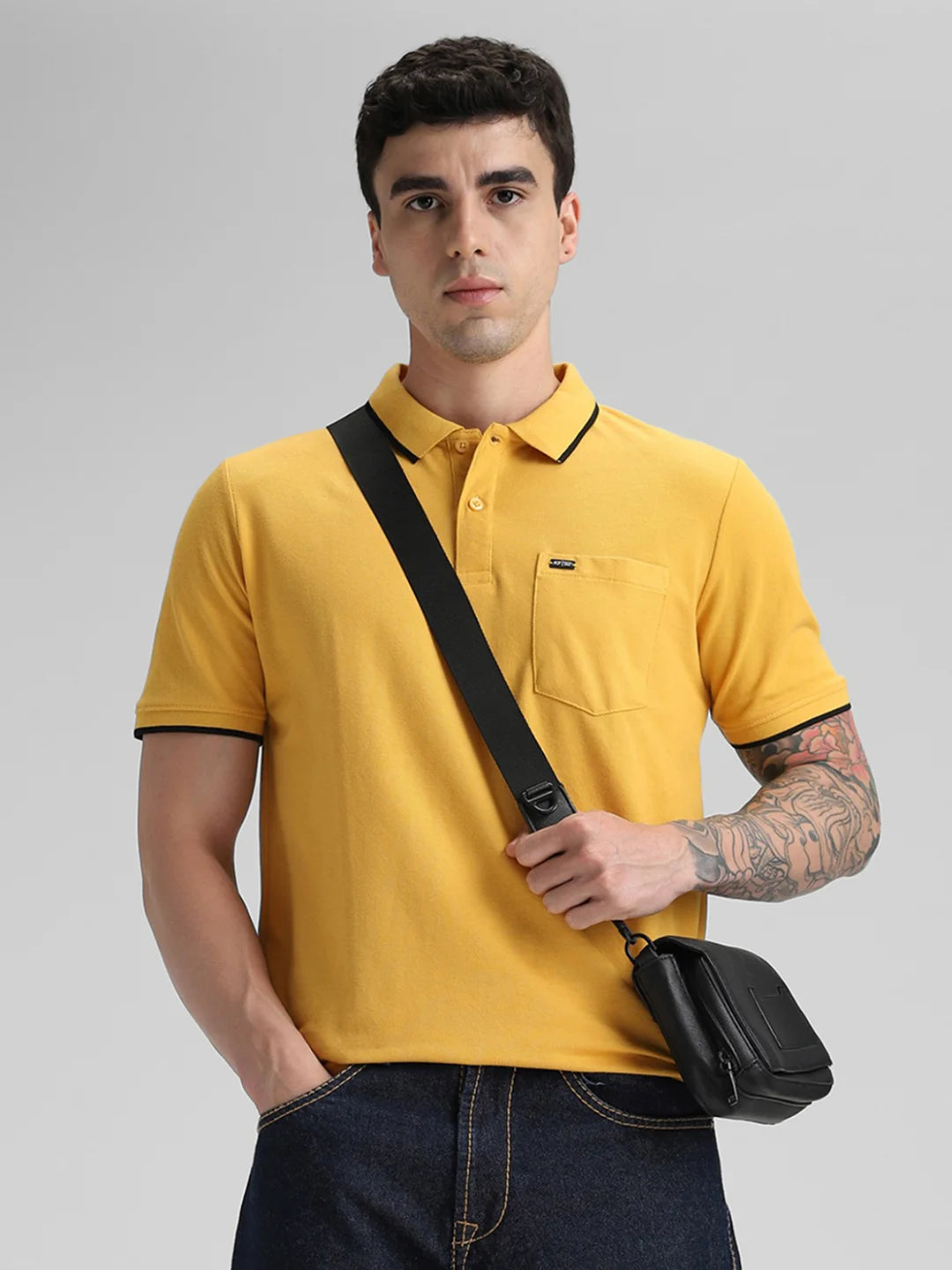 Mustard Solid Polo T-Shirt