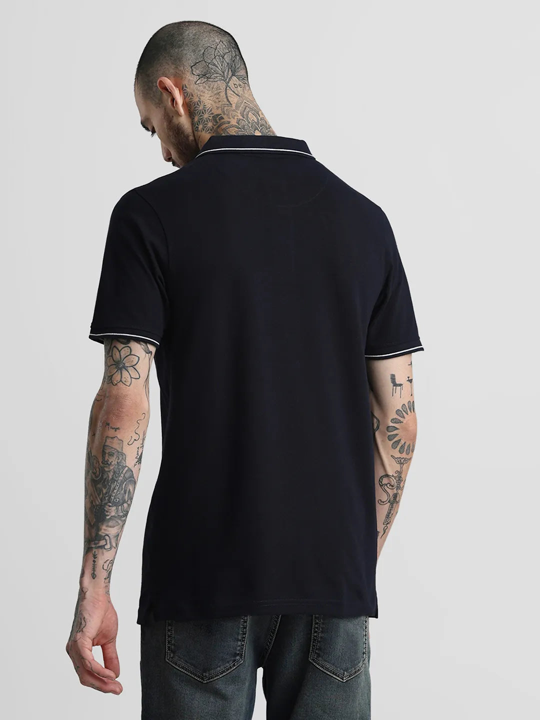 Navy Printed Polo T-Shirt