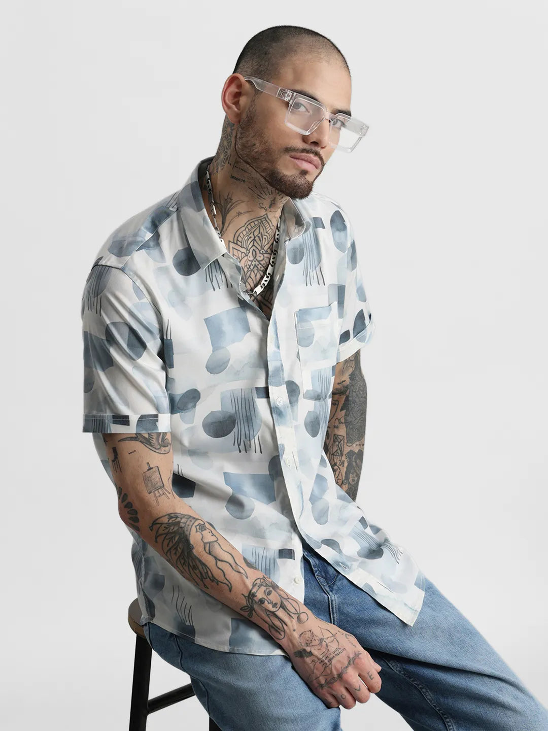 Blue Printed Shirt