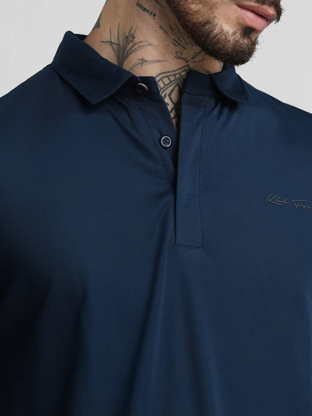 Peacock Blue Printed Polo T-Shirt