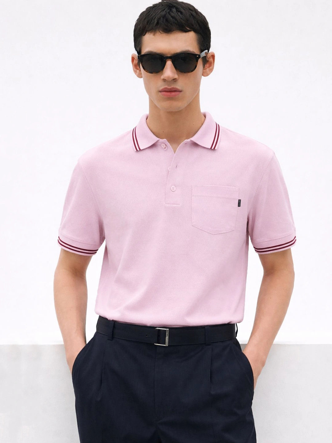 Light Pink Pocket Polo T-Shirt