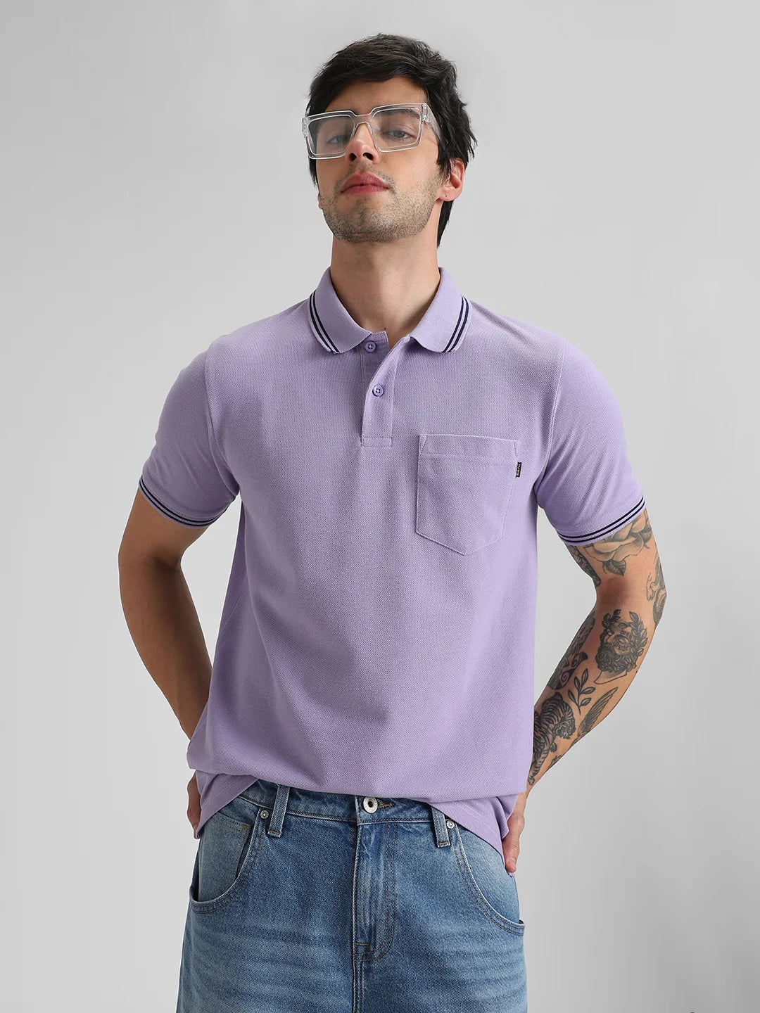 Light Purple Pocket Polo T-Shirt
