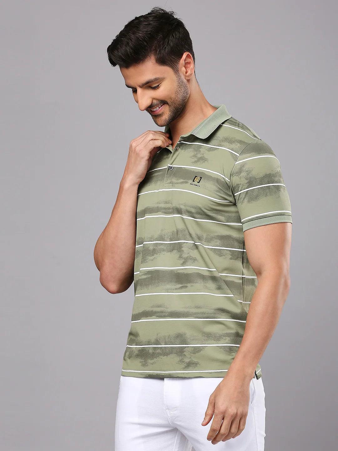 Stripe Code Persian Green T-Shirt