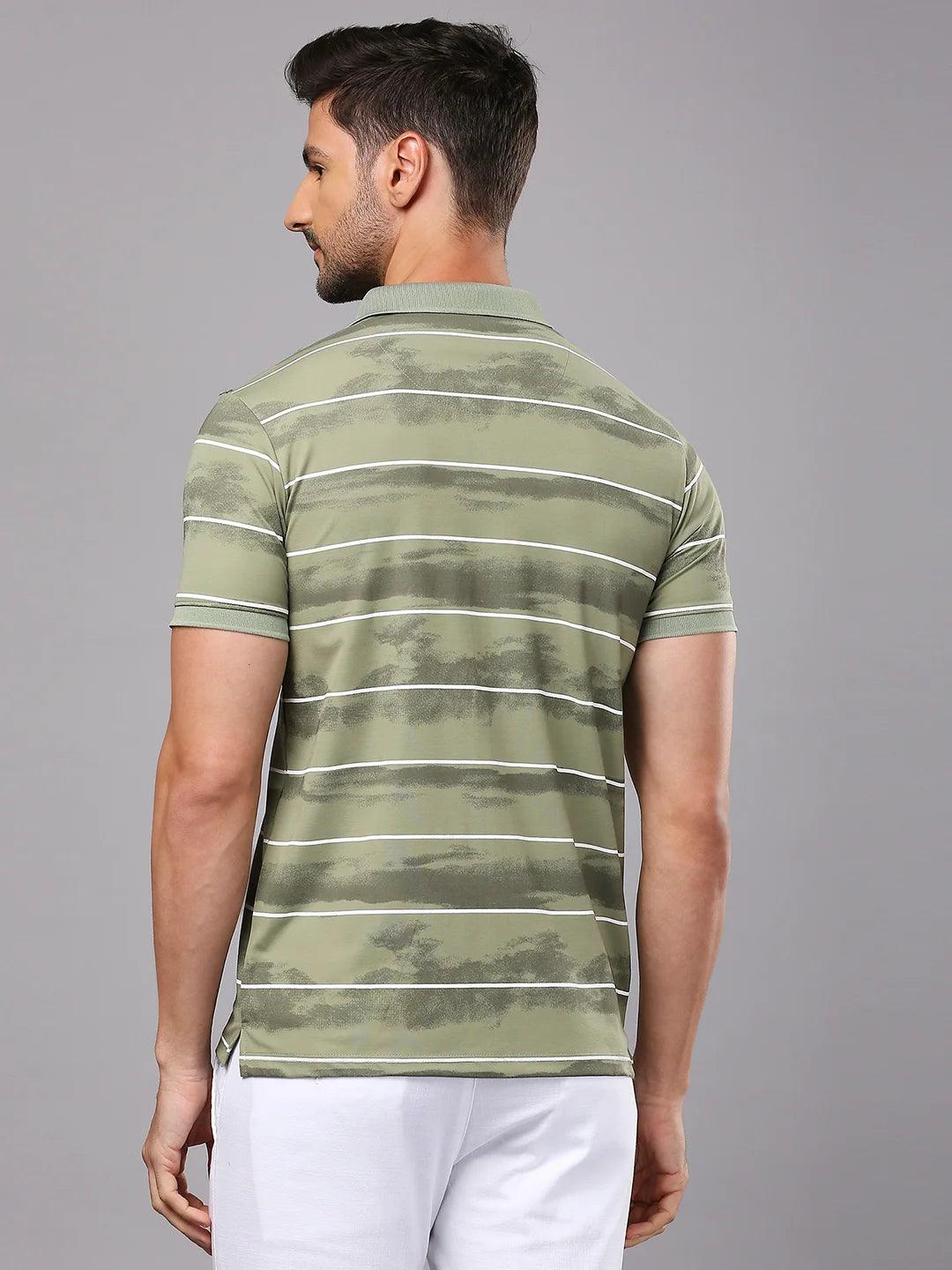 Stripe Code Persian Green T-Shirt