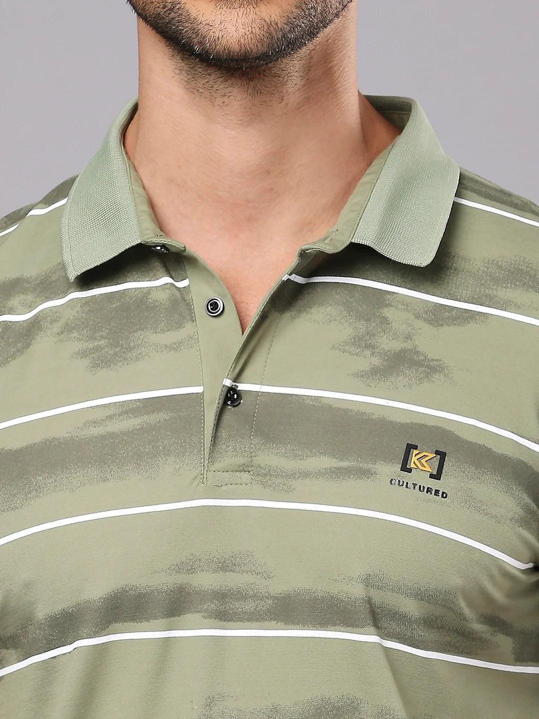 Stripe Code Persian Green T-Shirt
