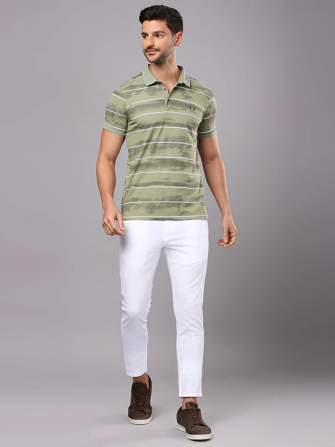 Stripe Code Persian Green T-Shirt