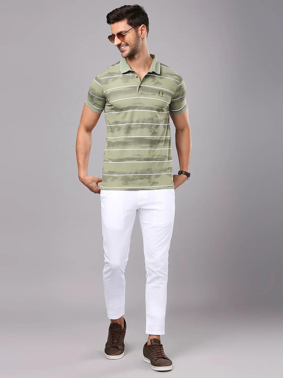 Stripe Code Persian Green T-Shirt