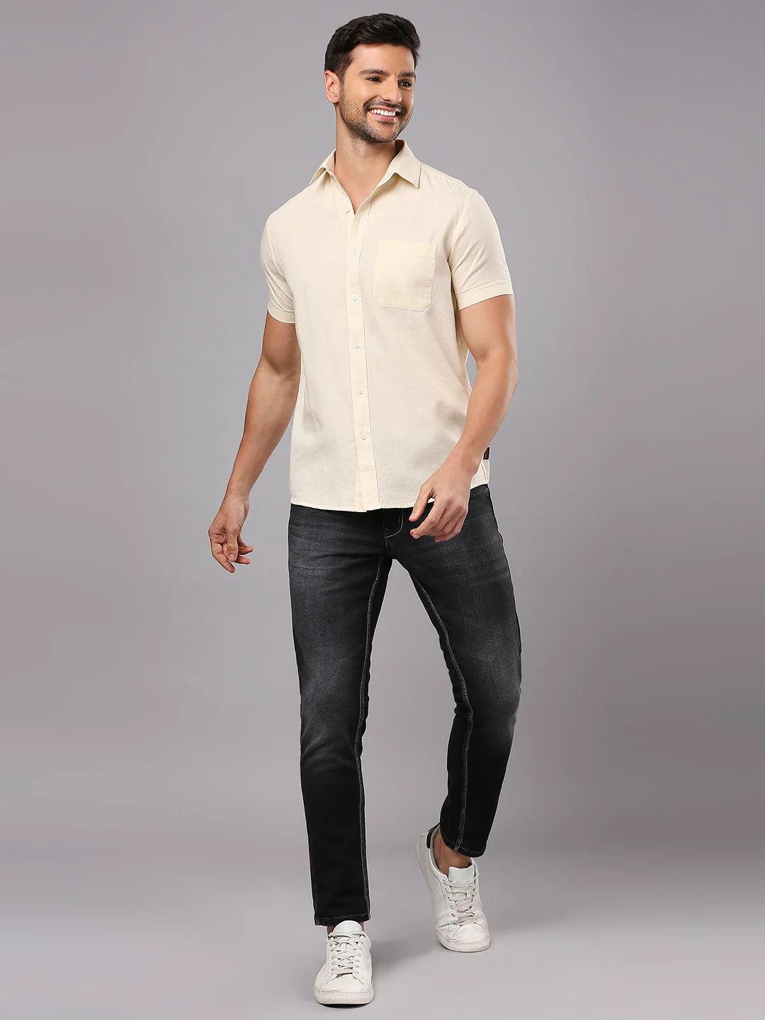 Beige Solid Shirt