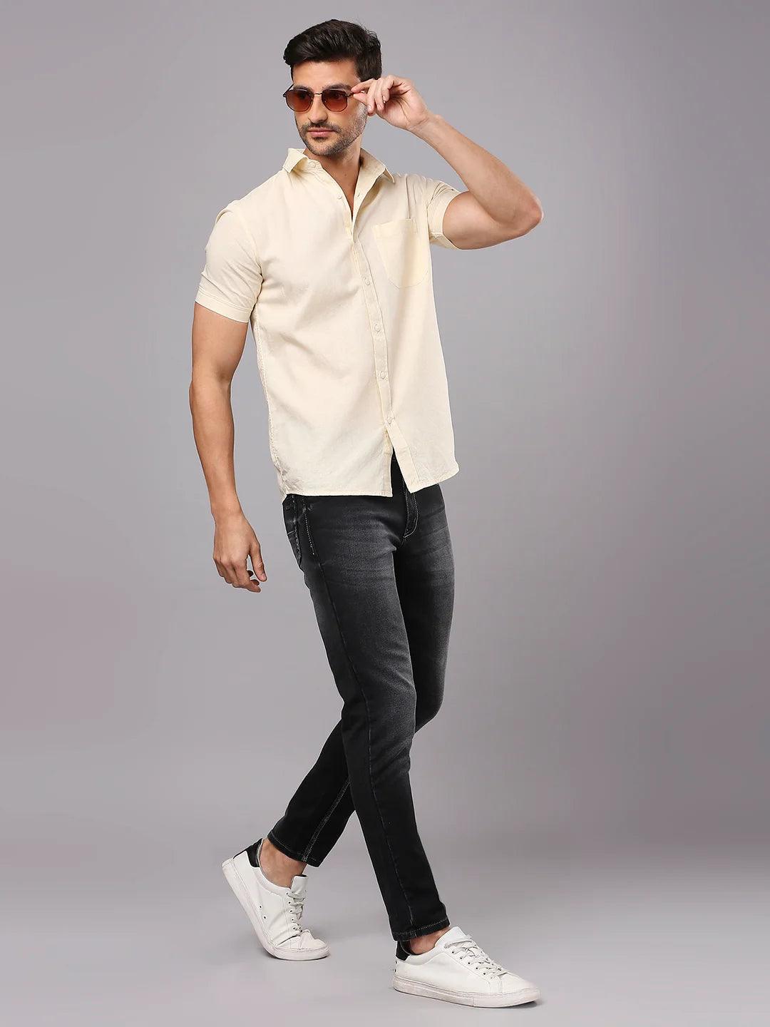 Beige Solid Shirt