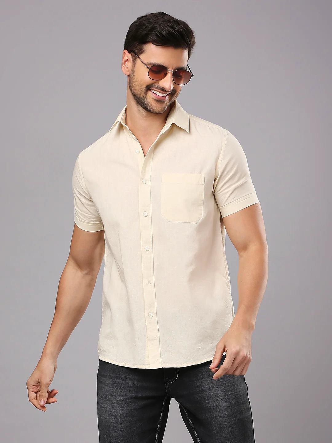 Beige Solid Shirt