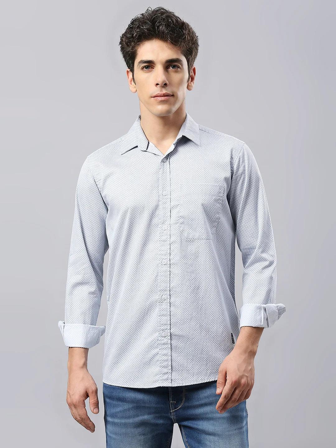 Blue Dobby Print Shirt