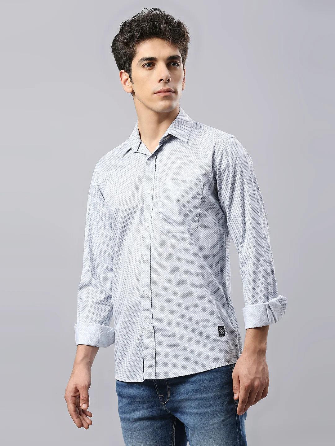 Blue Dobby Print Shirt