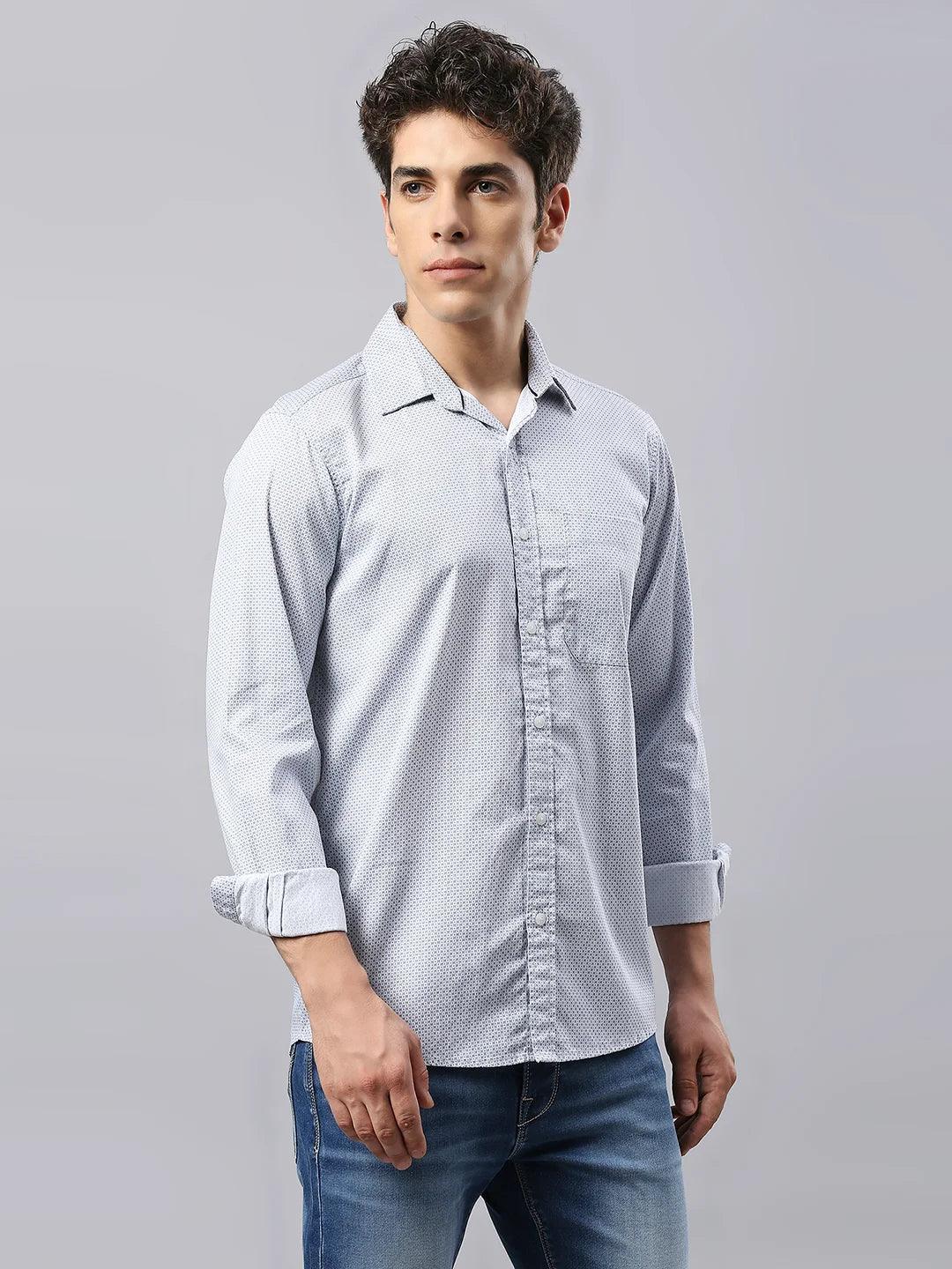 Blue Dobby Print Shirt