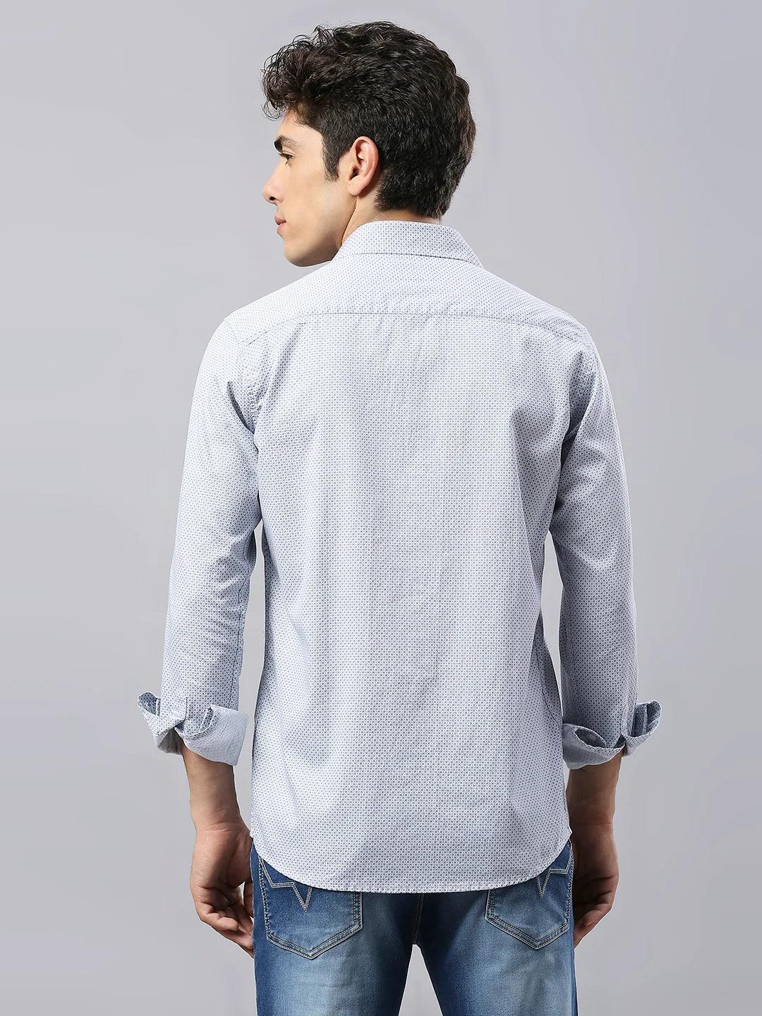 Blue Dobby Print Shirt
