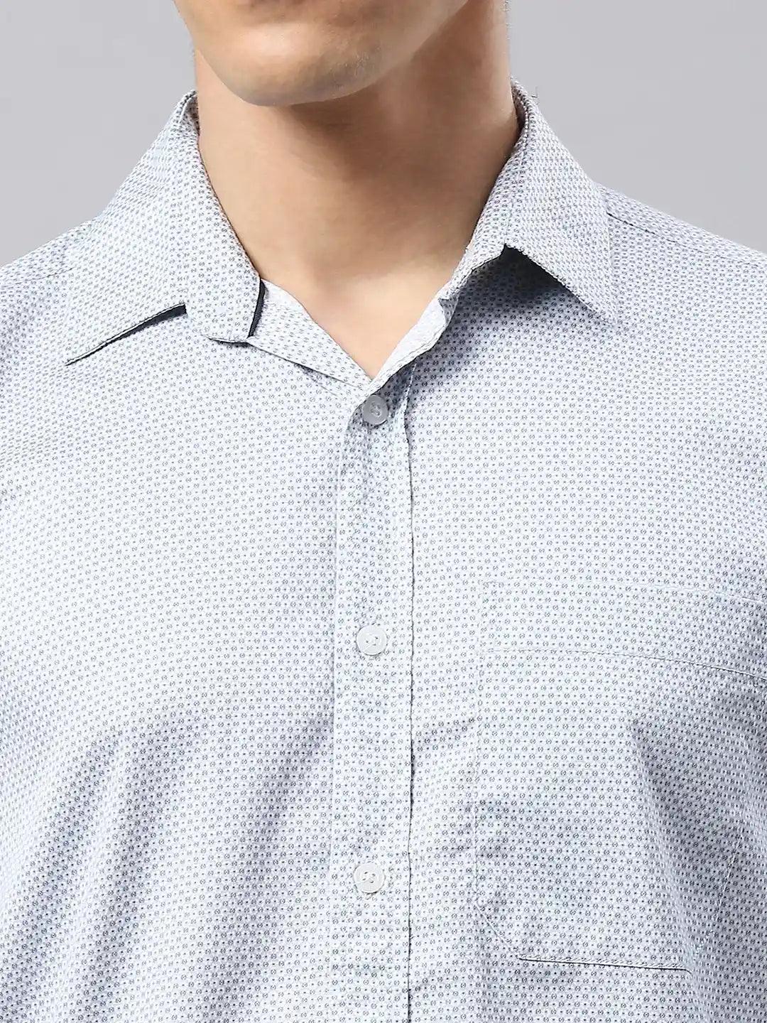 Blue Dobby Print Shirt