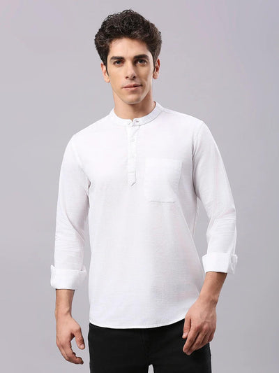 Band Collar Statement White Shirt