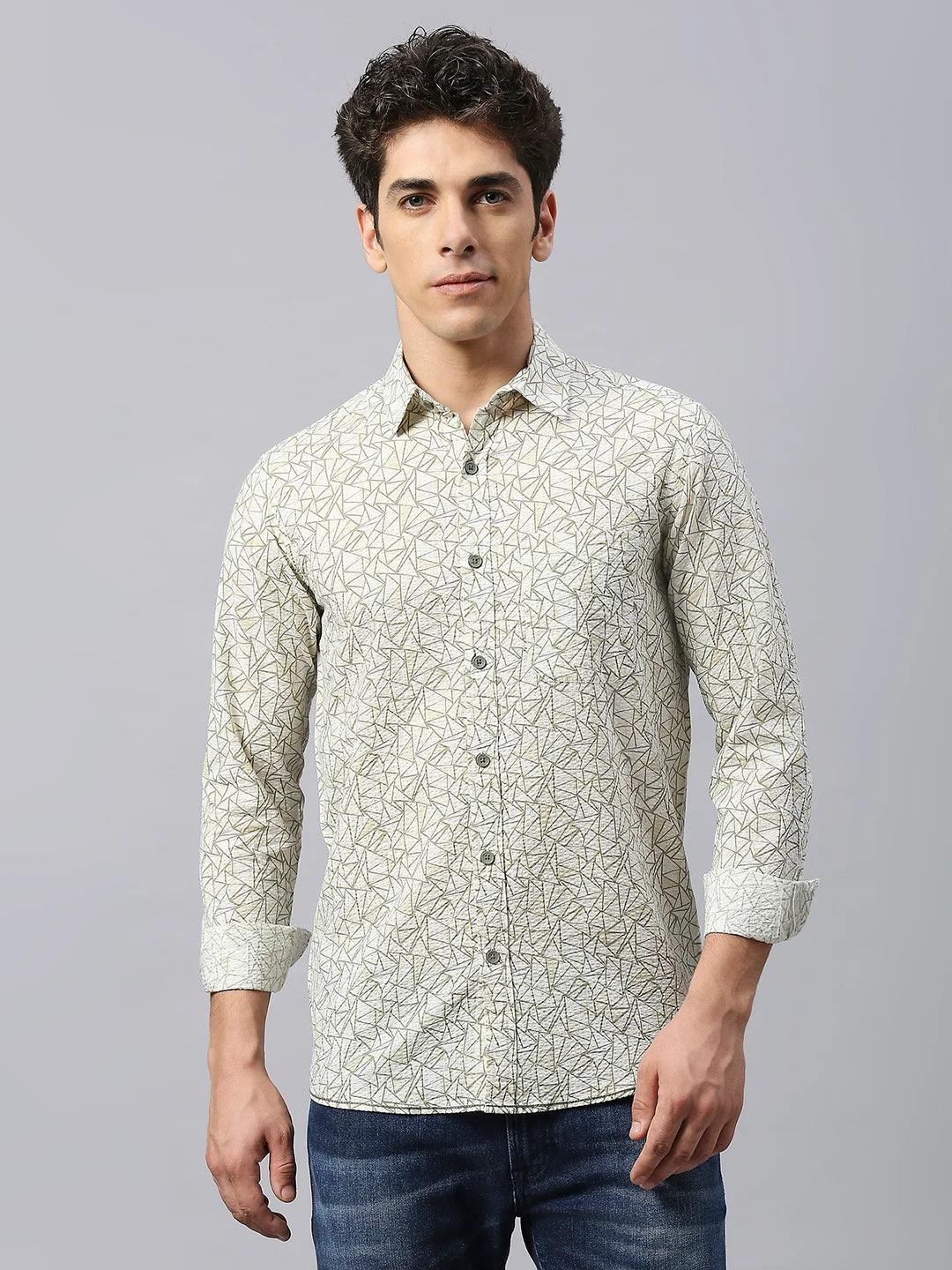 Light Olive Printed Shirt