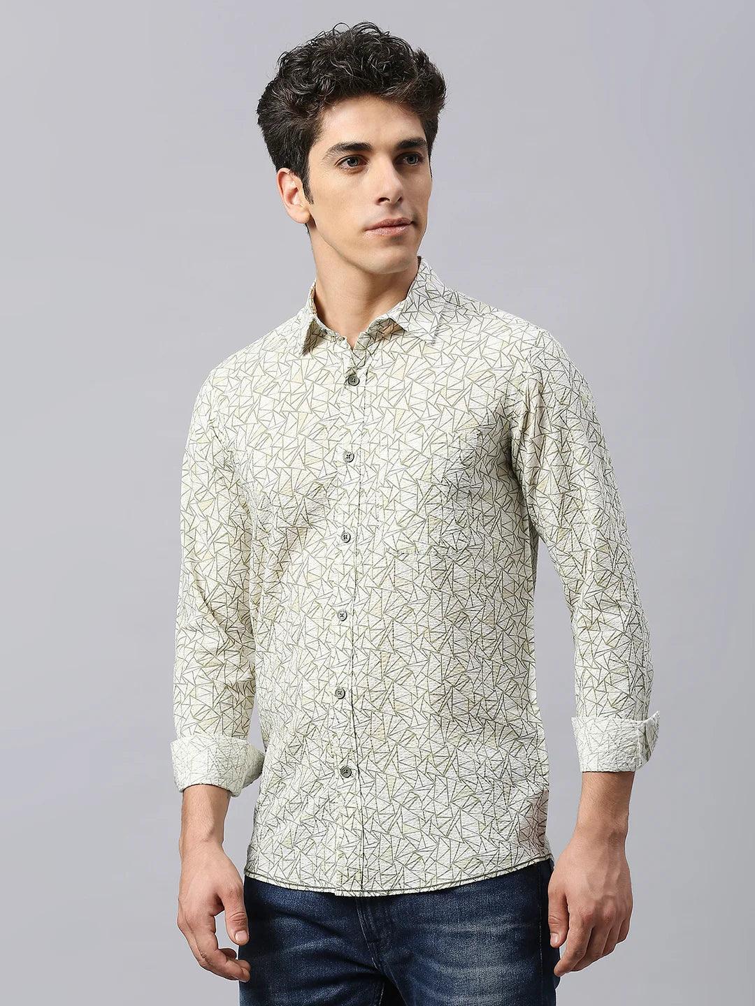 Light Olive Printed Shirt